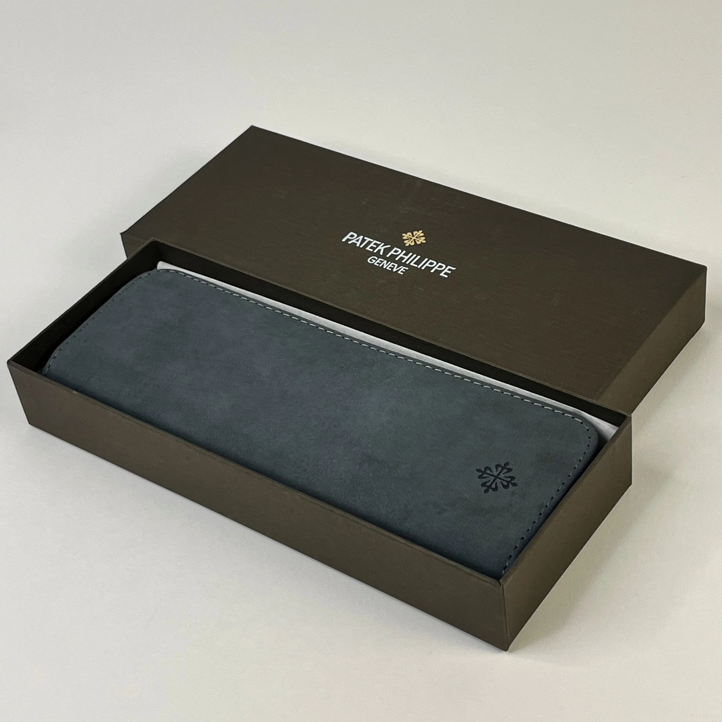 Patek Philippe Brown Saffiano Leather Card Holder Genève with Box